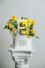 Coș floral Dulce Bucurie - Alb